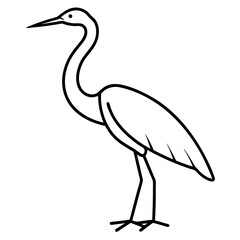 Heron Sketch in Clean Line Art