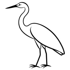 Heron Sketch in Clean Line Art