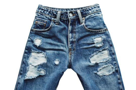 Distressed Denim Shorts Ripped Jeans Fashion Blue Acid Wash White Background Closeup