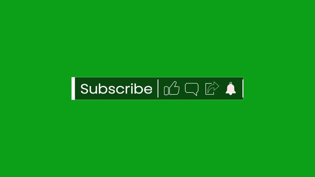 "4K Minimalist Animated YouTube Subscribe, Like, Share, Comment & Notification Bell Button – Lower Third with Transparent Shapes, Clean Graphics, Green Screen & Alpha Channel"