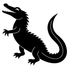 Fototapeta premium Silhouette of a crocodile with sharp teeth and spiked tail