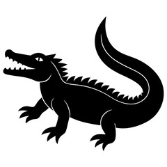 Fototapeta premium Silhouette of a crocodile with sharp teeth and spiked tail
