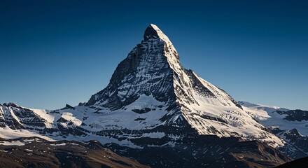 Naklejka premium Majestic Matterhorn A Stunning View of the Iconic Swiss Alps Peak