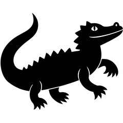 Fototapeta premium Silhouette of a crocodile with sharp teeth and spiked tail