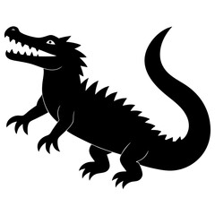Fototapeta premium Silhouette of a crocodile with sharp teeth and spiked tail