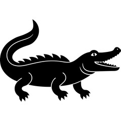 Fototapeta premium Silhouette of a crocodile with sharp teeth and spiked tail
