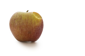 Close up of a bitten apple on transparent background. PNG file