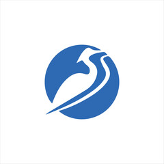 Simple Blue Bird Logo Design in Circular Frame for Tech Startup Identity Design, Environmental Campaigns, Flight Circle, Travel Agency Branding