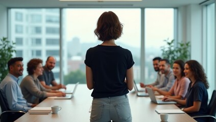 Fototapeta premium Female business leader conducting a meeting