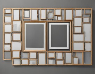 Photo collage frame mockup, grid of varied shapes and sizes , modern, graphics