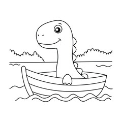 Dinosaur coloring page hand drawn line artwork for kids