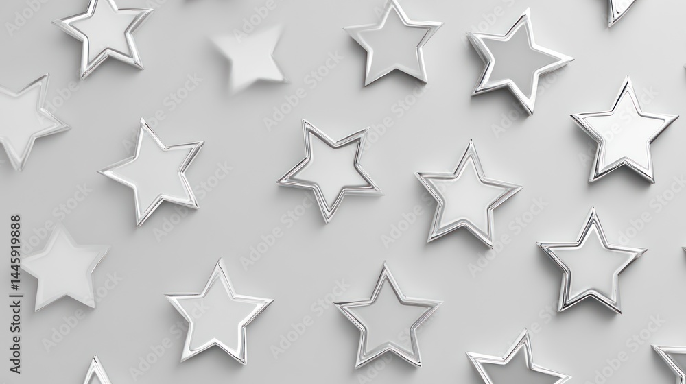 Poster a pattern of various shades of gray stars. multiple overlapping stars on a light gray background. ea