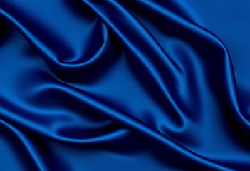 Fototapeta premium Deep navy blue silk satin, luxurious sheen, subtle folds, wallpaper, detail