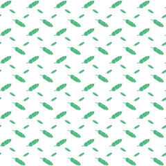 Seamless Pattern of Green Banana Leaves on White Background