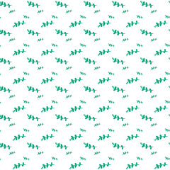 Seamless Pattern of Green Leaf Branches on White Background