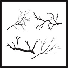 Bare Tree Branch Silhouettes – Thin and Spindly Twig Vector Set for Nature Illustration, Autumn Decor, Halloween Design, Minimal Forest Elements, Rustic and Seasonal Graphics