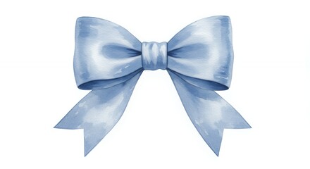 Elegant Watercolor Dusty Blue Bow Gift Ribbon Decoration Festive Design Element