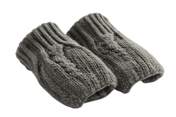 Warm gray cable knit fingerless gloves perfect for autumn winter cozy style soft texture against
