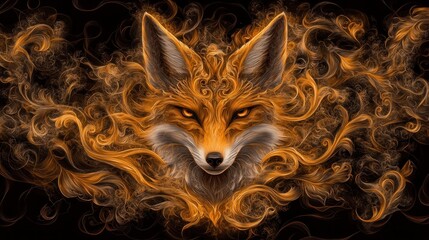 Fototapeta premium Fiery Fox: A Digital Art Masterpiece