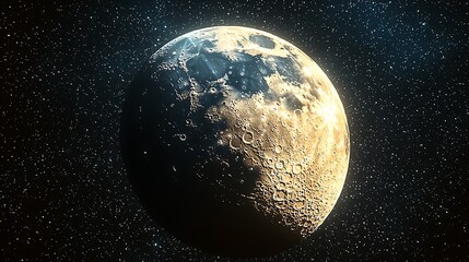 Fototapeta premium Golden moon against a starry backdrop