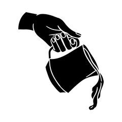 Icon of a hand holding a tilted jug, pouring liquid (oil, wax, milk, or water) Perfect for Kitchen and Ritual Designs