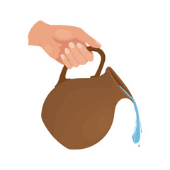 Icon of a hand holding a tilted jug, pouring liquid (oil, wax, milk, or water) Perfect for Kitchen and Ritual Designs