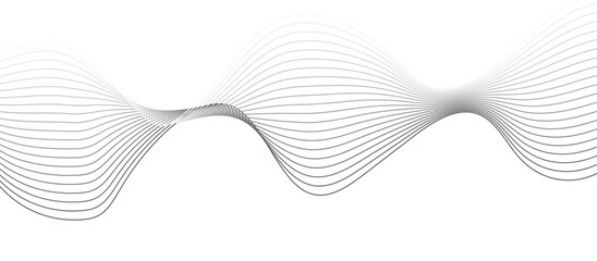 Fototapeta premium Elegant abstract background featuring smooth, flowing gray wave lines on a light gradient backdrop. Minimalist vector style, soft curves, clean composition, monochrome palette.