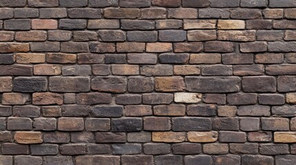 Fototapeta premium Ancient Brick Wall Texture: A Dark Brown and Rustic Background