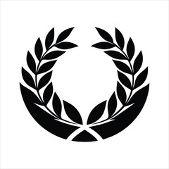 Elegant Black and White Laurel Wreath – Minimal Vector Illustration