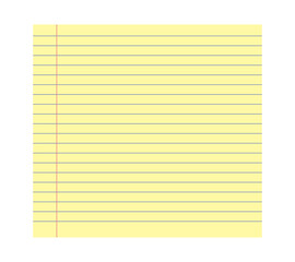 Legal yellow paper sheet of notepad with ruled line designs, ideal for notes, school, or office use. Clean and simple layout for digital or print projects. Simple vector illustration