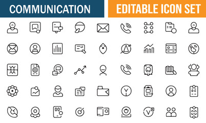 Black Silhouette of Analytics, Chat, and Collaboration Icons for Business