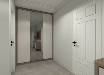 Minimalist clothes wardrobe cabinet for interior bedroom.