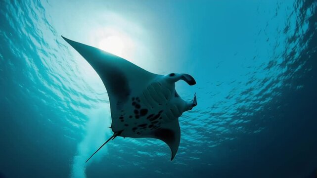 Majestic manta ray underwater