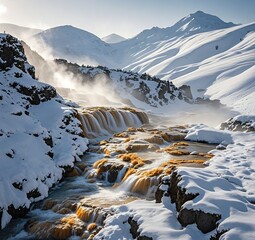 Hiking, volcano, snow mountain, mountain peak, hot spring, sulfur hot spring, outdoor, nature, scenery, scenery, sunrise, sunset, exercise, mountaineering club, colleague, tourism, snow, magma, fog,