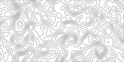 Contours of Topography and Topology. The concept of a conditional geography scheme and the terrain path. Modern design with White background with topographic wavy pattern design. Geographic mountain