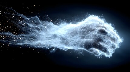 morphing into digital code linked to AI and surrounded by 5G energy