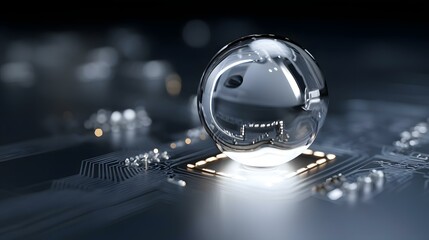 sphere levitating over a circuit board transmitting 5G waves
