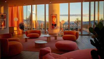 Modern Living Room with City Views