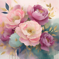 Peonies in Pastel: A stunning close-up of a bouquet of lush peonies, their delicate petals in a spectrum of soft pinks, lavenders, and greens, evoking feelings of romance and springtime.
