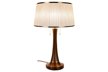 Lit Wooden Table Lamp with Pleated Shade