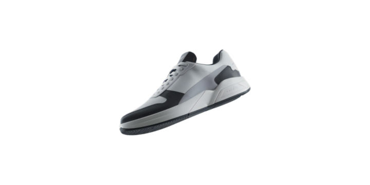 Stylish Modern White and Gray Sneaker Shoe Product Photography on Black Background