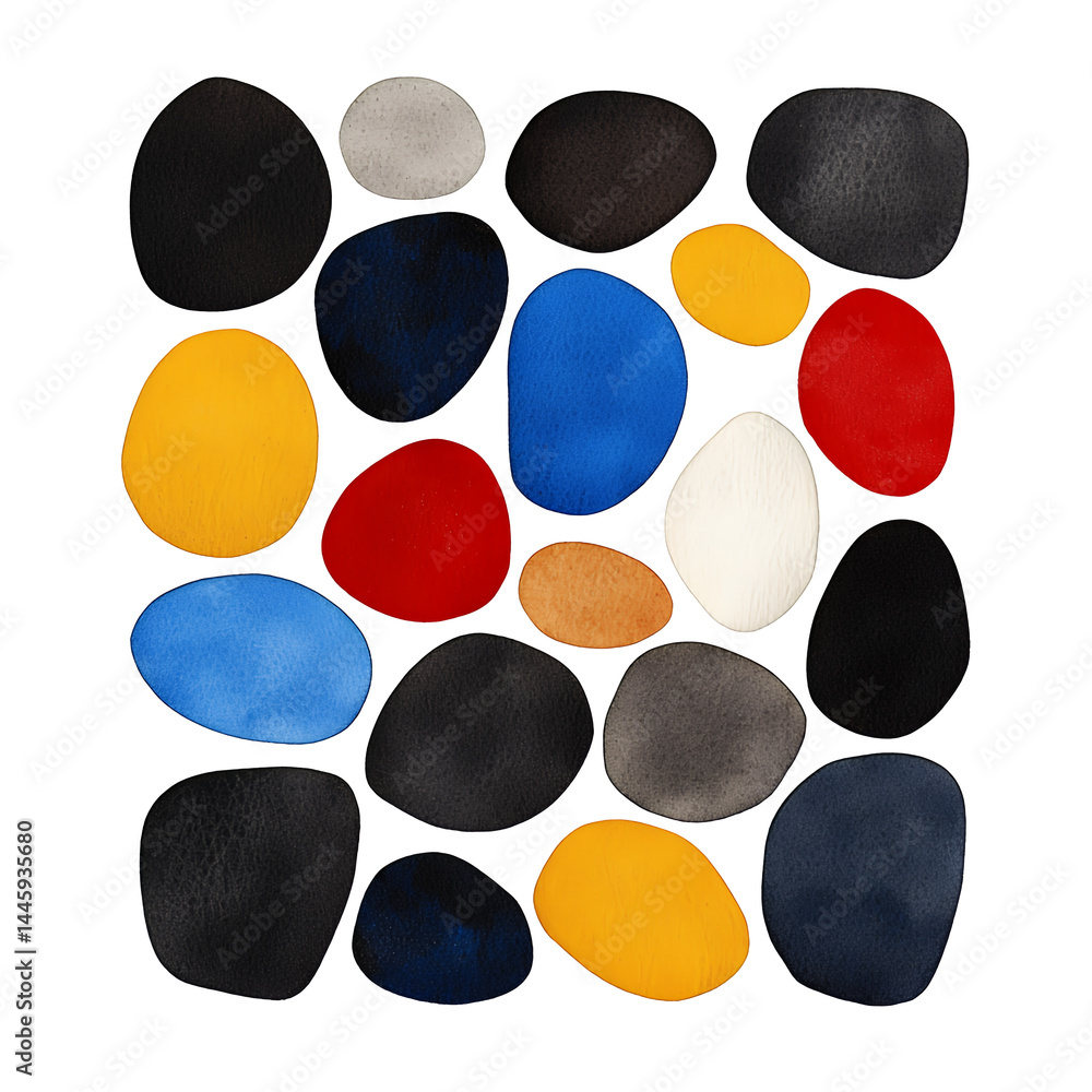 Poster abstract multicolored pebble pattern on transparent background