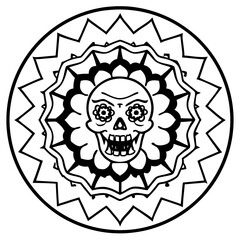 Intricate Zombie Mandala Line Drawing