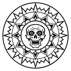 Intricate Zombie Mandala Line Drawing