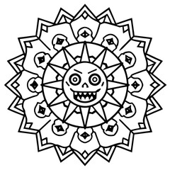 Fototapeta premium Intricate Zombie Mandala Line Drawing