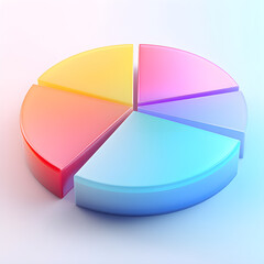 Obraz premium Pastel 3D pie chart with smooth gradient colors on soft background