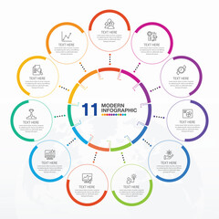 Standard Circle infographic, 11 step.