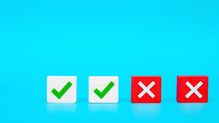 Decision Making Success and Failure Visualized with Checkmarks and Crosses