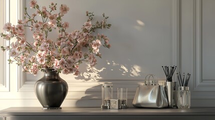 Elegant Decor Dressing Table in Minimalist Style, Black and Sleek Design.