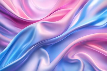 Fototapeta premium Flowing silky fabric in vibrant pink and blue with dynamic folds against light gradient background, exuding luxury and grace